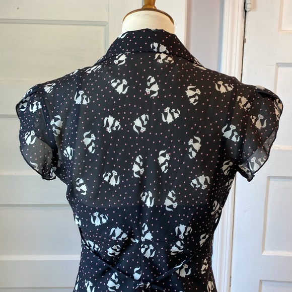 Speechless Black Dress with White Cats, Size 7 - Picture 7 of 16